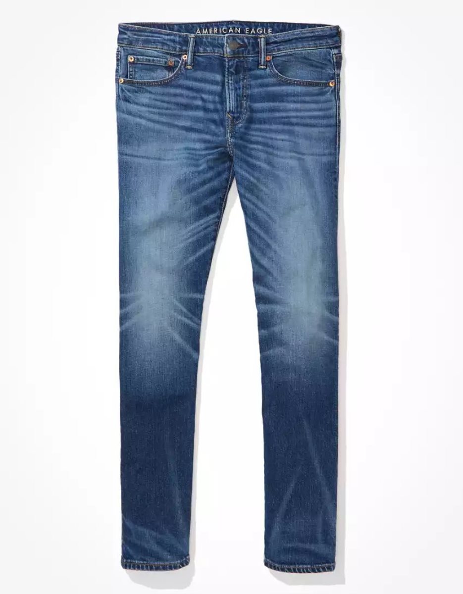 Jean American Eagle AE Flex Slim Droit Bleu Homme | JMM-57978695